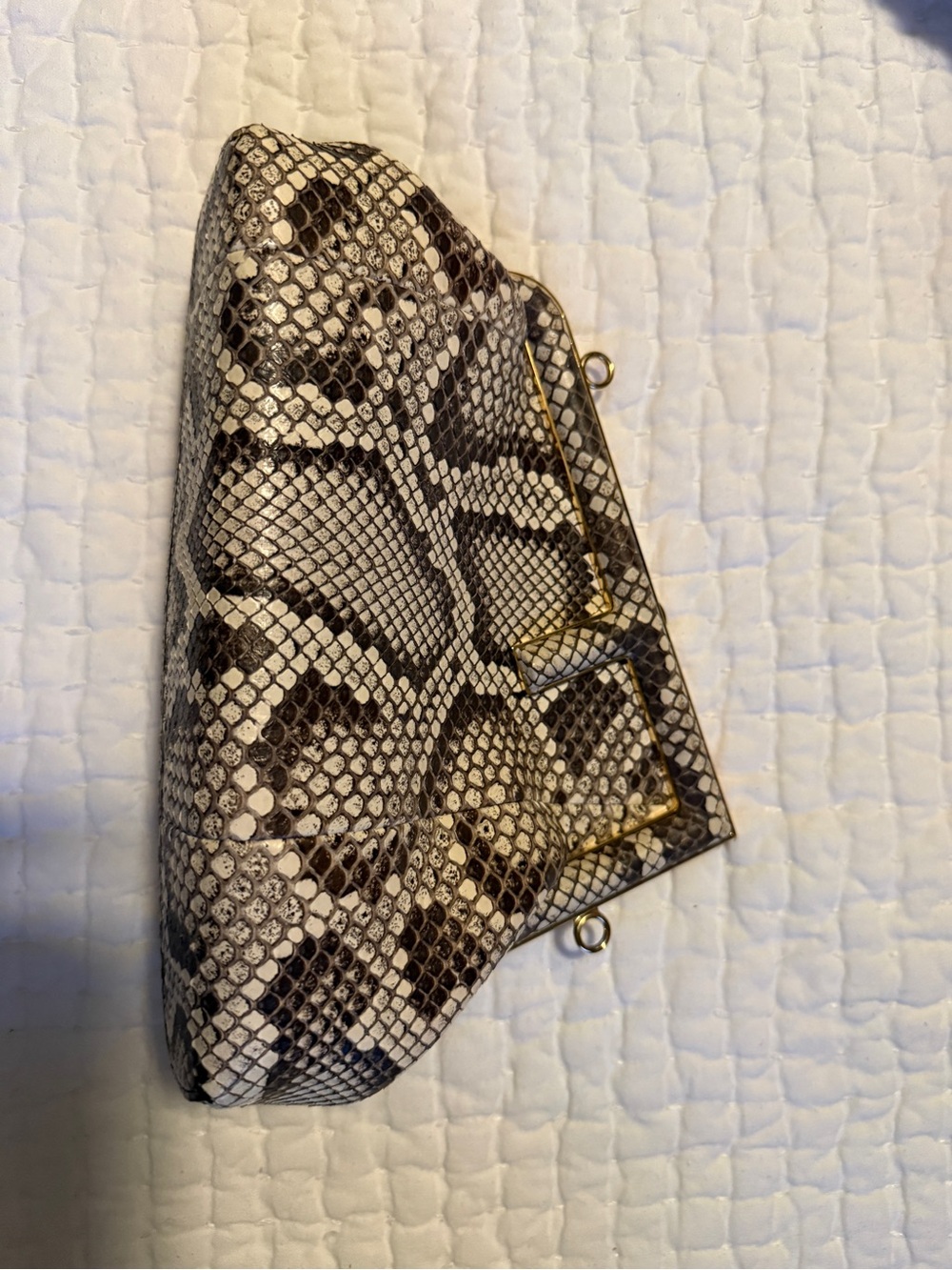 Fendi Snake-Print Clutch Purse in Black and Cream-Pristine